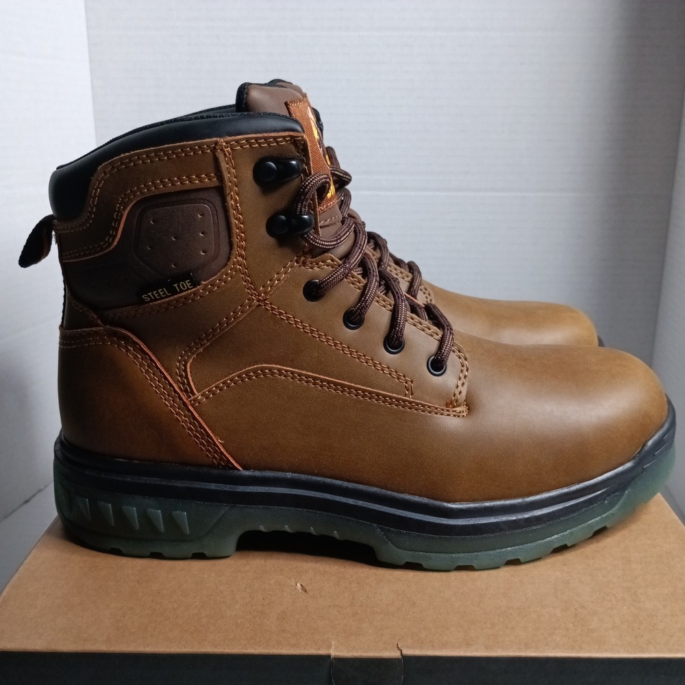 Brahma Men's Combustion‎ 6" Steel Toe Work Boots Comfortable Tan Size 7 US